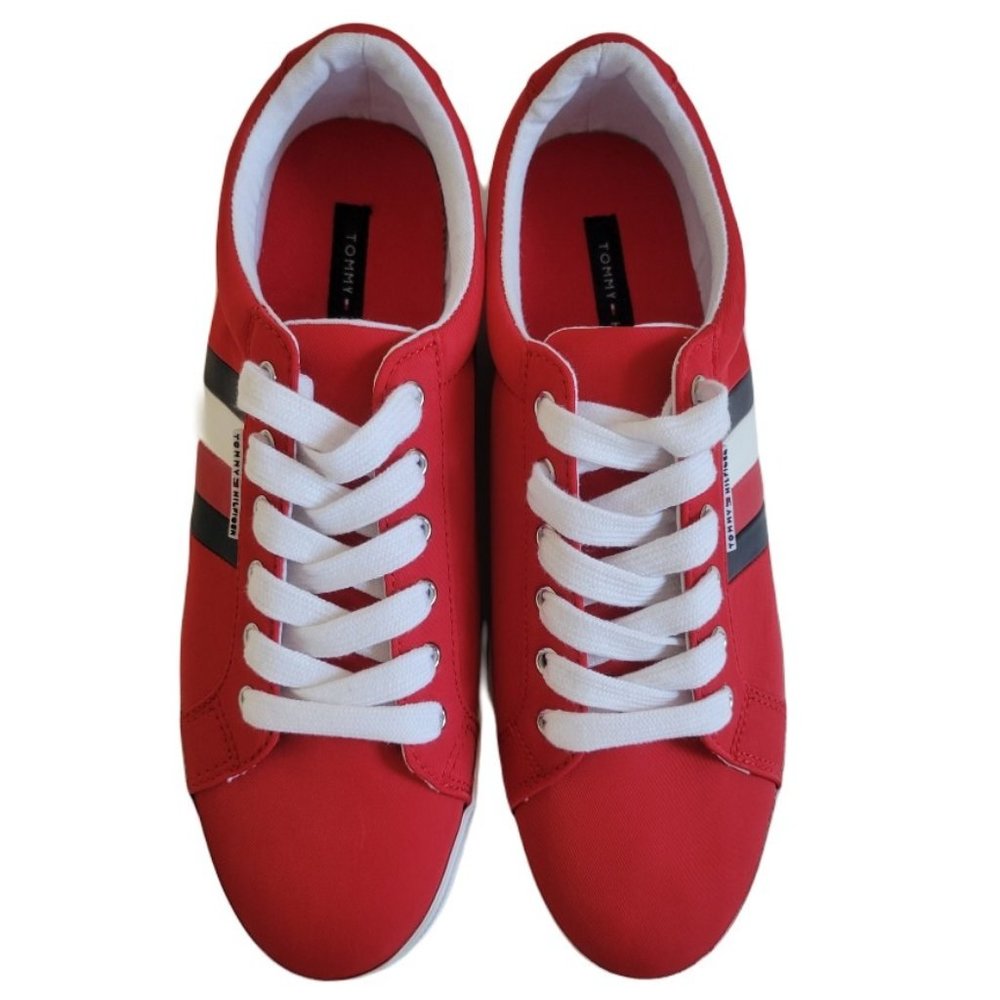 Tommy Hilfiger Red Shoes with Navy & White Signature Stripes Women's Sizes
